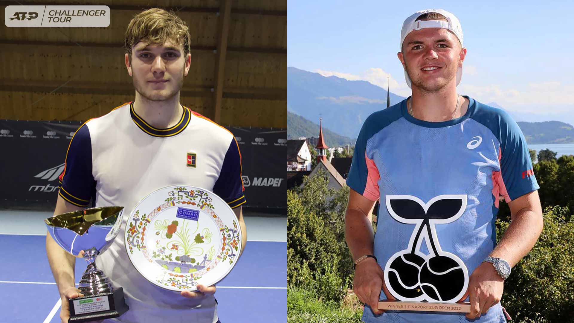 Jack Draper (left) and Dominic Stricker both collected Challenger Tour titles in 2022.