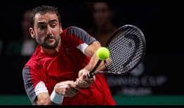 Marin Cilic in action on Wednesday in Malaga.