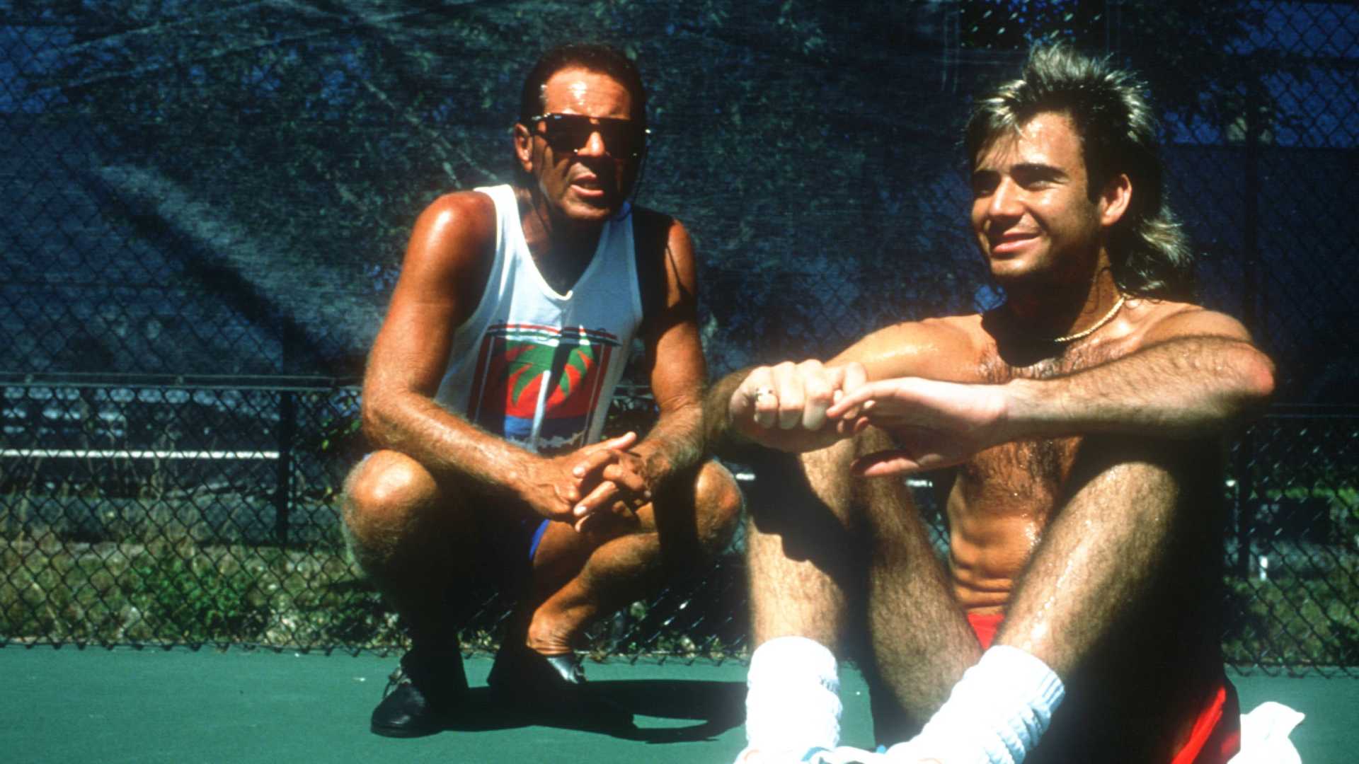Nick Bollettieri and Andre Agassi in 1990.