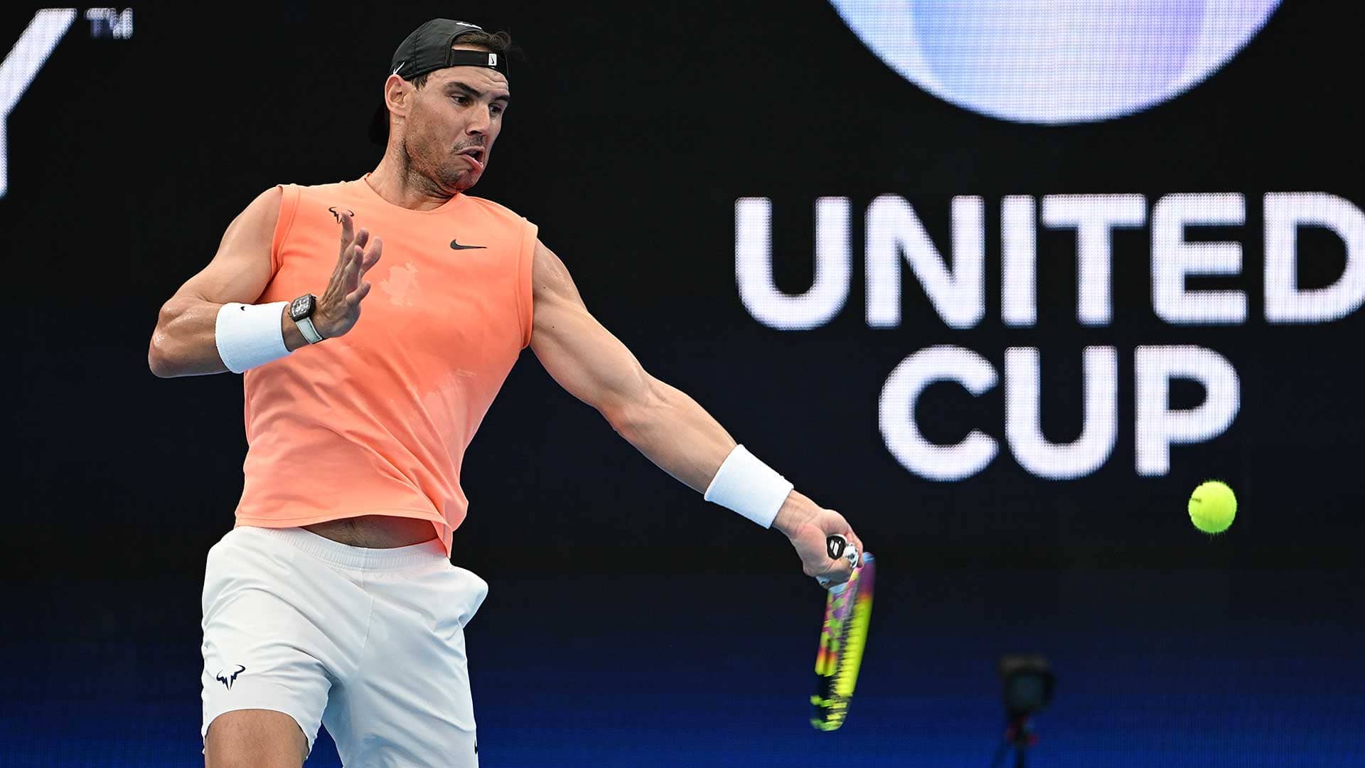 Rafael Nadal hits on Wednesday in Sydney.