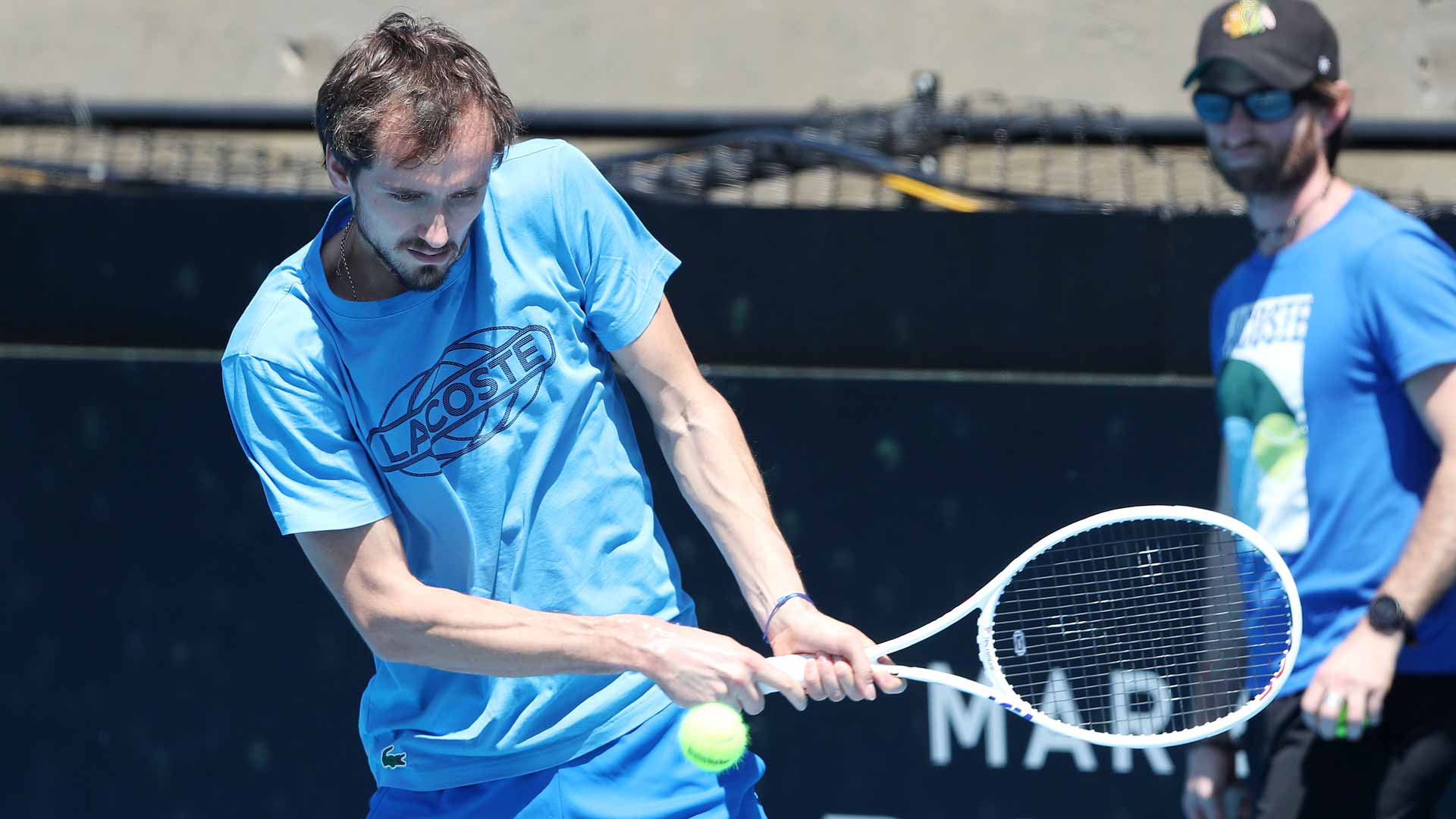 Daniil Medvedev during a practice session in Adelaide, Australia.