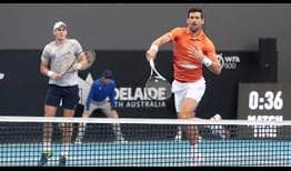 Vasek Pospisil and Novak Djokovic fall to Tomislav Brkic and Gonzalo Escobar in a Match Tie-break on Monday in Adelaide.