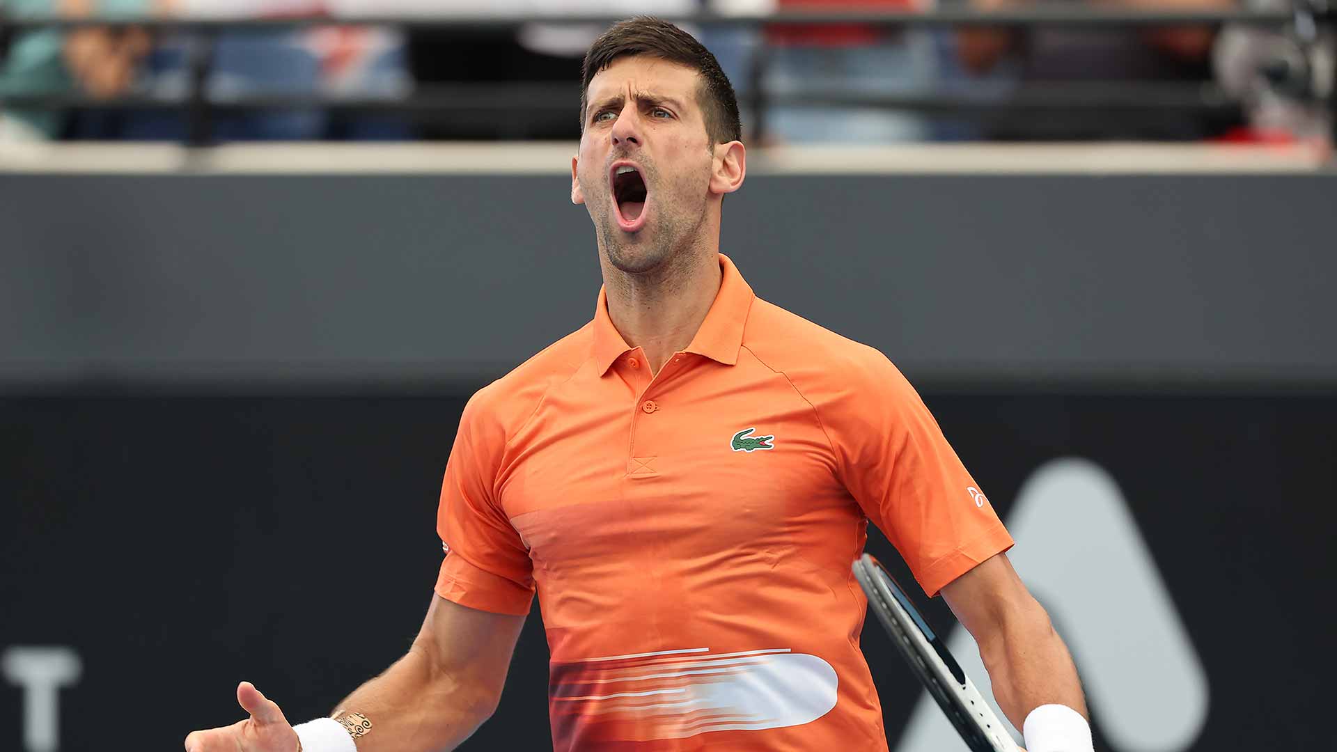 Novak Djokovic in full voice at Adelaide International 1 on Thursday.