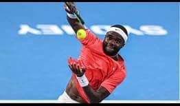 Frances Tiafoe does not lose serve in a straight-sets win against Kacper Zuk on Friday in Sydney.