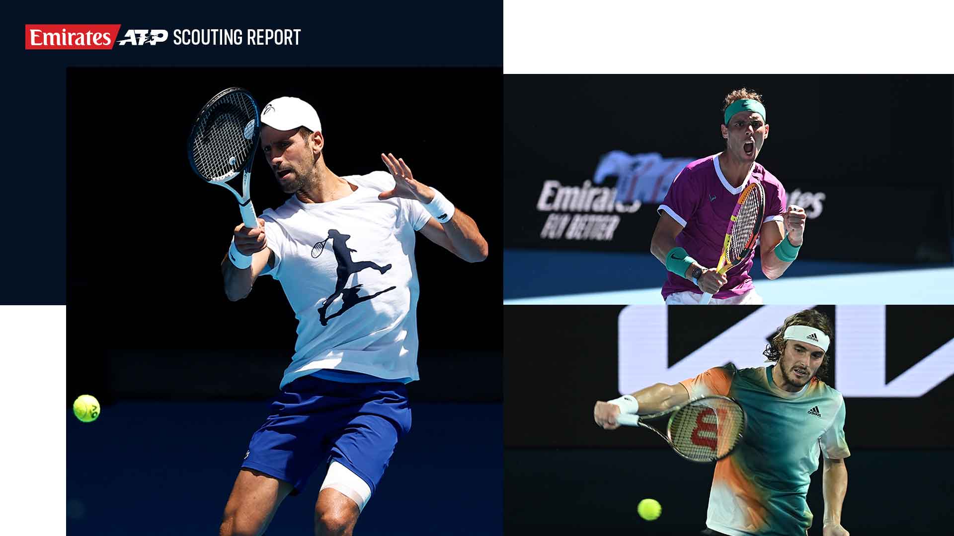Novak Djokovic, Rafael Nadal and Stefanos Tsitsipas will compete in Melbourne.