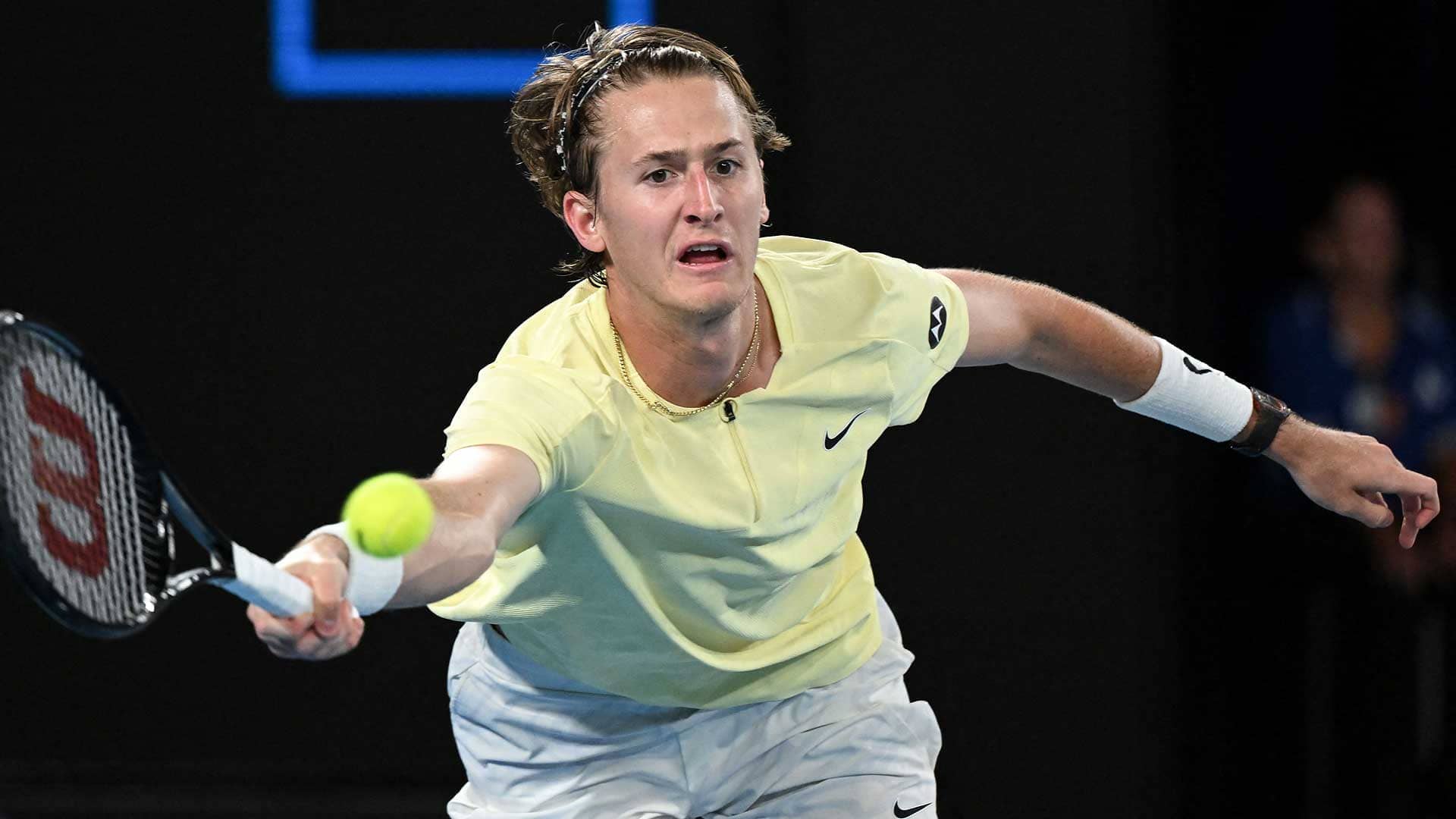 Sebastian Korda in action against Karen Khachanov on Tuesday at Melbourne Park.