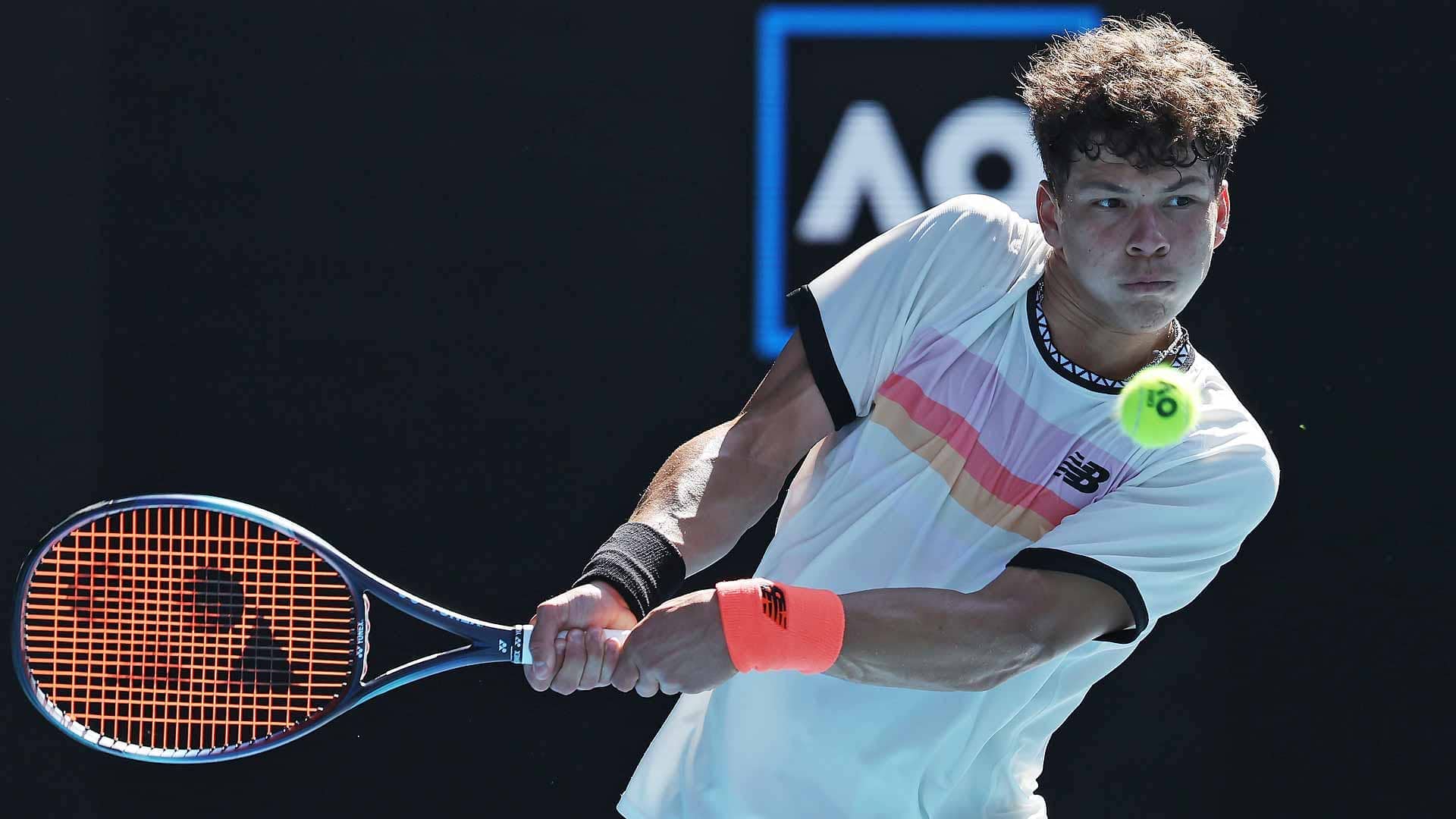 Ben Shelton battles during his four-set defeat to Tommy Paul on Wednesday at the Australian Open.