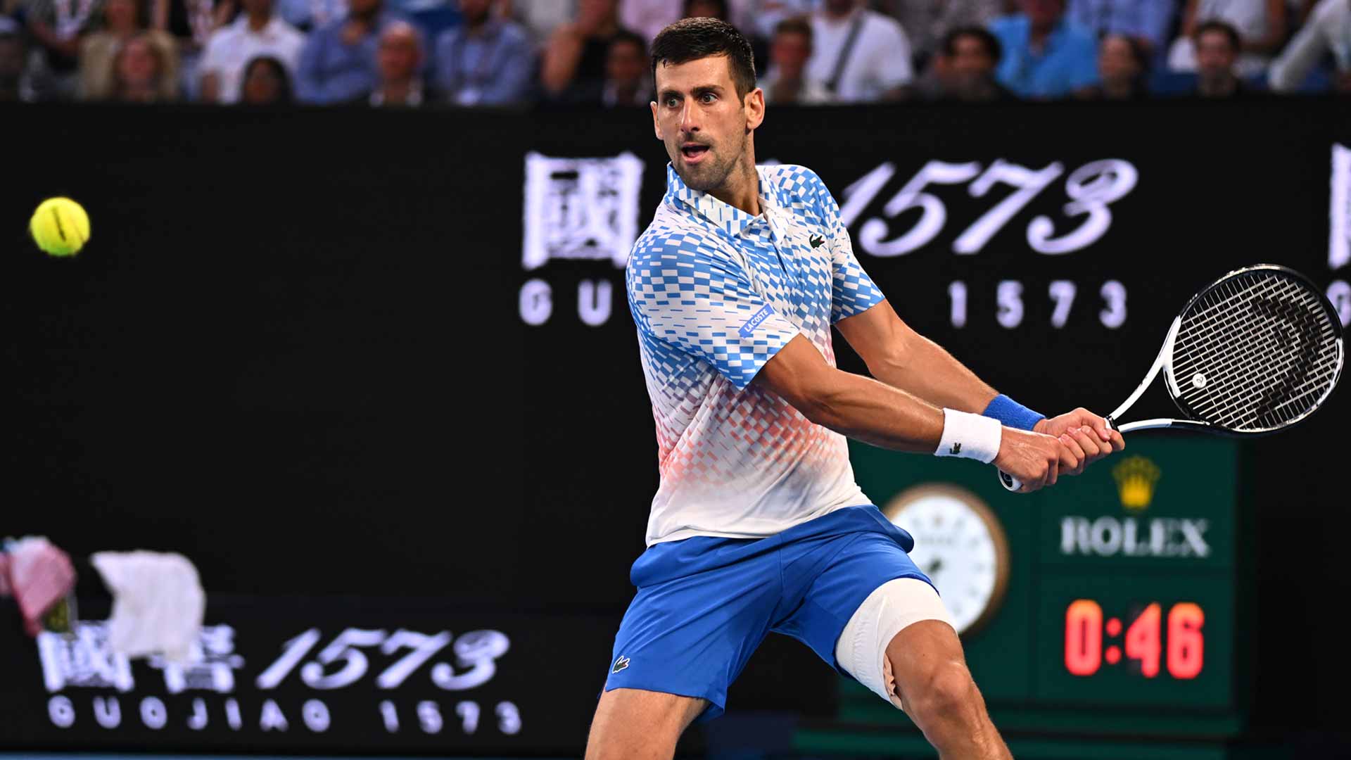 Novak Djokovic in action during Friday's semi-final at the 2023 Australian Open.