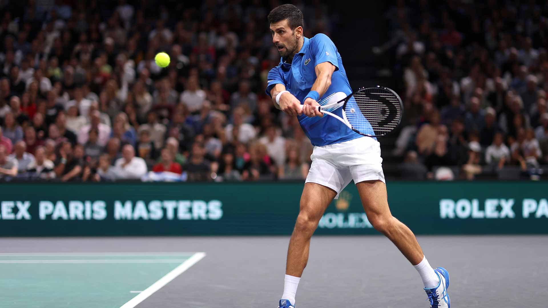 <a href='https://www.atptour.com/en/players/novak-djokovic/d643/overview'>Novak Djokovic</a> earns a hard-fought victory against <a href='https://www.atptour.com/en/players/stefanos-tsitsipas/te51/overview'>Stefanos Tsitsipas</a> at the 2022 ATP Masters 1000 event in Paris.