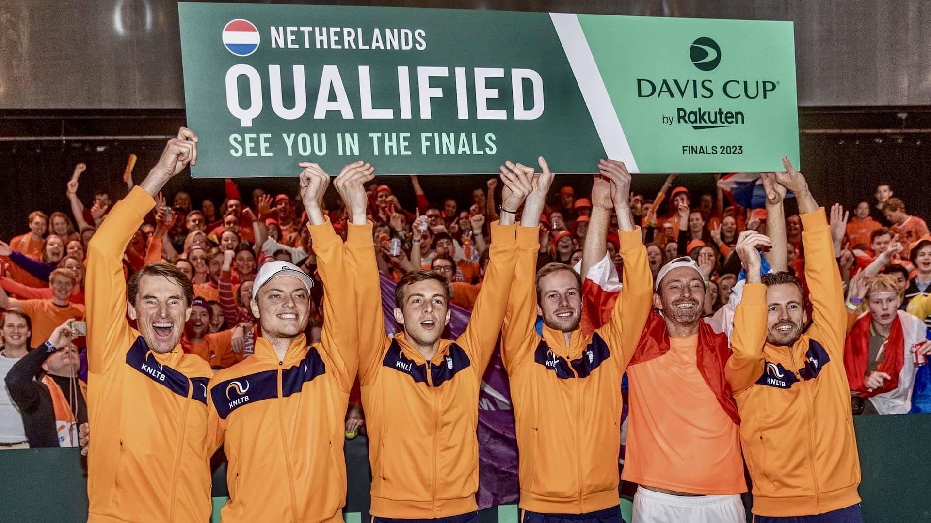 Países Bajos celebra su triunfo ante Eslovaquia y la clasificación a las Davis Cup Finals by Rakuten 2023.