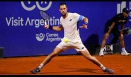 Laslo Djere saves six of seven break points in his Buenos Aires first-round win.