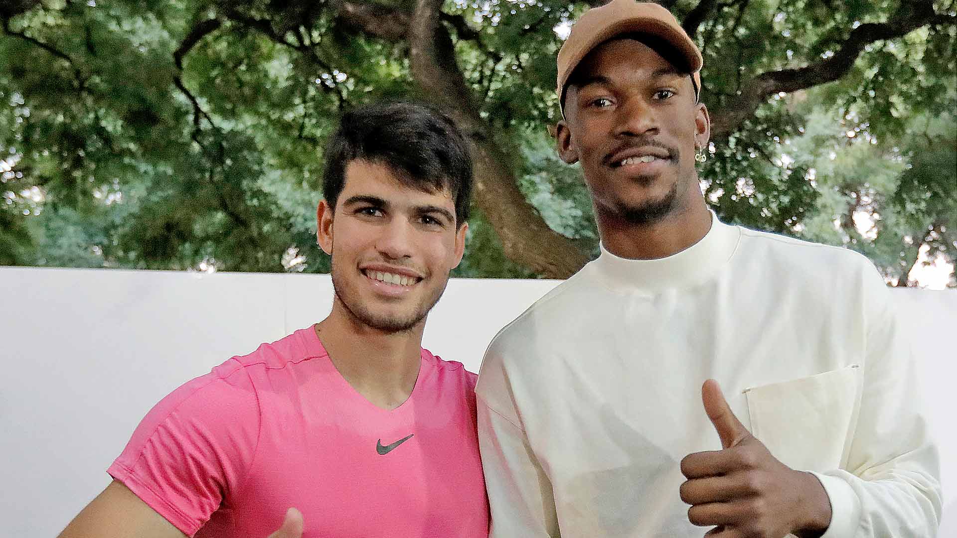 Carlos Alcaraz and NBA star Jimmy Butler meet following the Spaniard's semi-final in Buenos Aires.