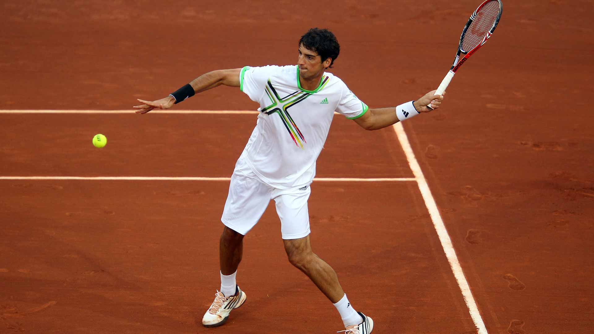 <a href='https://www.atptour.com/en/players/thomaz-bellucci/bd20/overview'>Thomaz Bellucci</a> at the 2011 <a href='https://www.atptour.com/en/tournaments/madrid/1536/overview'>Mutua Madrid Open</a>, where he was a semi-finalist.