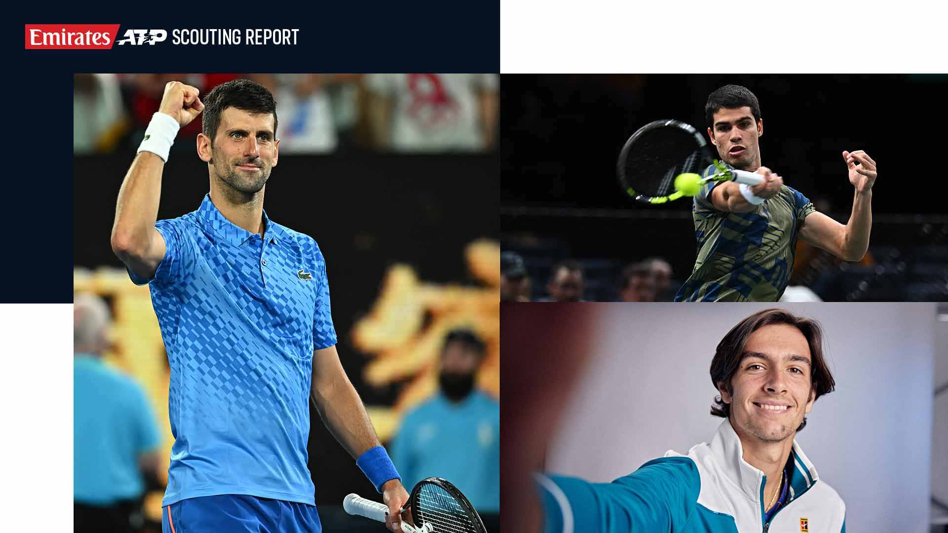 Novak Djokovic, Carlos Alcaraz y Lorenzo Musetti juegan esta semana en el ATP Tour.