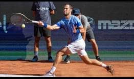 Laslo Djere downs Joao Sousa in straight sets on Tuesday at the Movistar Chile Open.