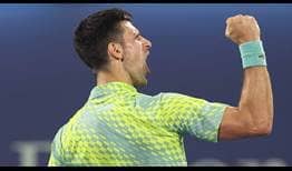 Djokovic Dubai 2023 Tuesday Celebration