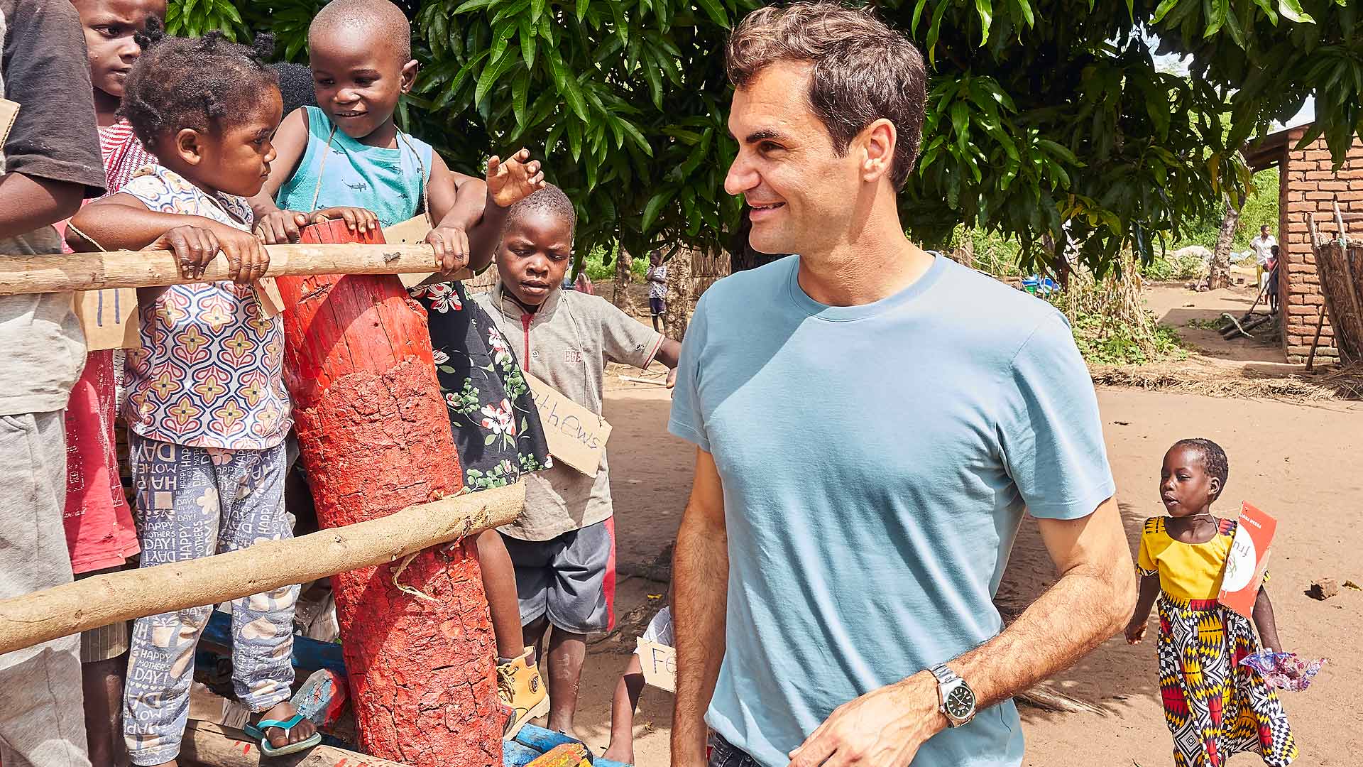 Roger Federer visited Malawi in 2022.