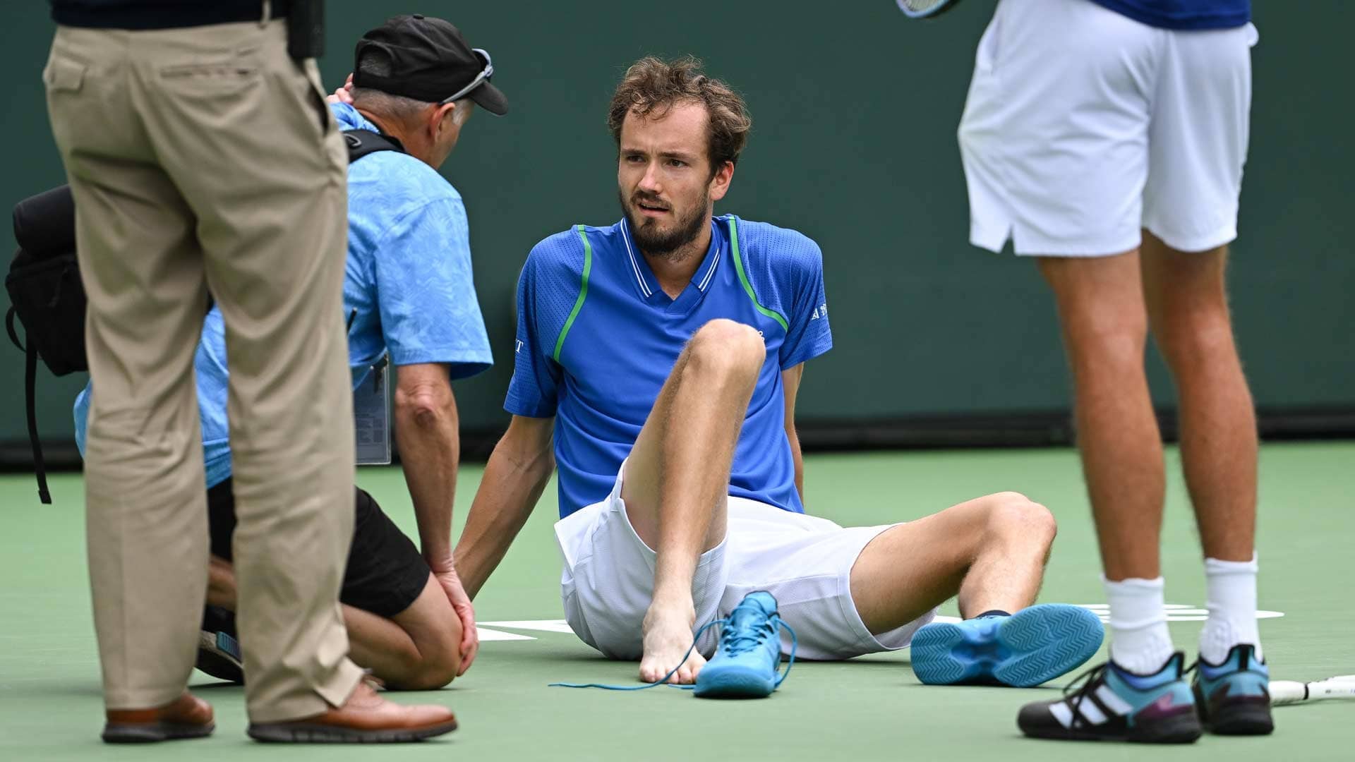 Daniil Medvedev rolled his right ankle in the Indian Wells fourth round and cut open his right thumb one day later in the quarter-finals.