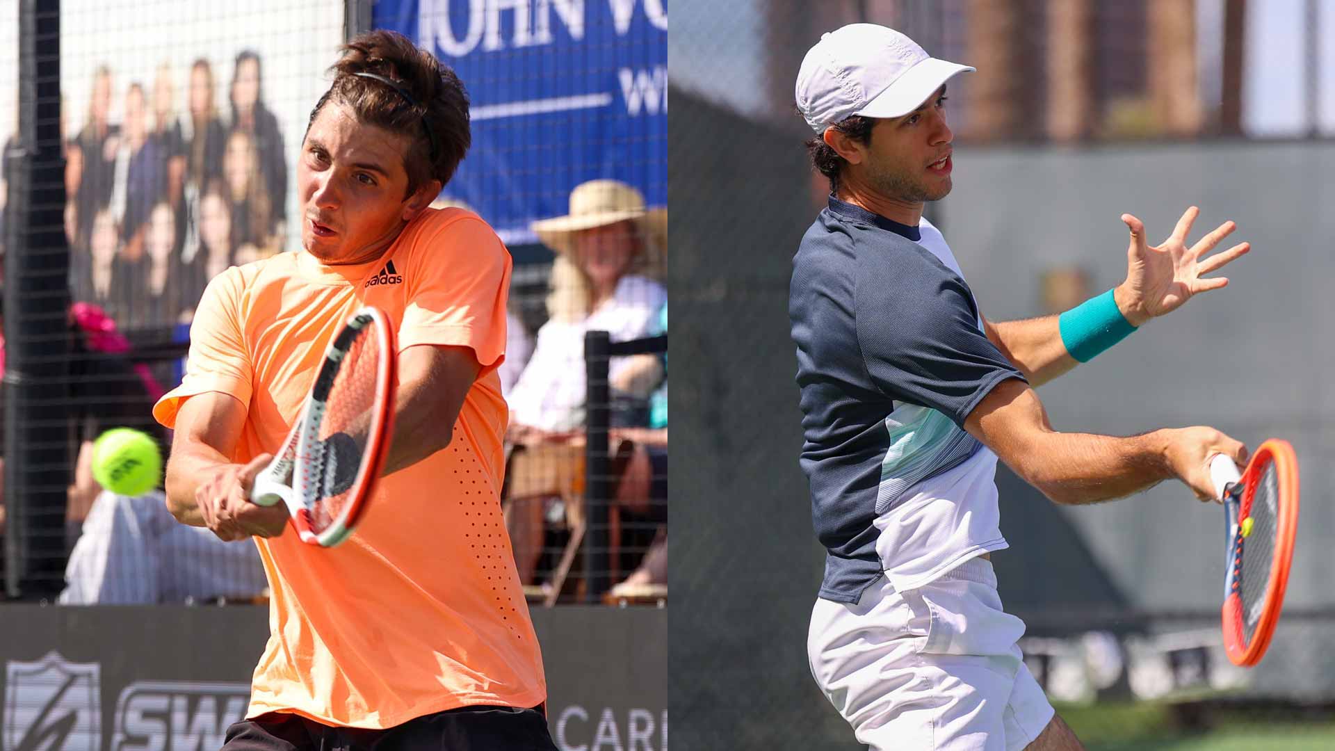 Alexander Shevchenko (left) and Nuno Borges in action Saturday at the Phoenix Challenger.