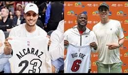 Carlos Alcaraz attends Wednesday's Miami Heat game, and Frances Tiafoe and Duncan Robinson chat at the Miami Open presented by Itau on Thursday.