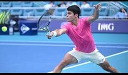 Carlos Alcaraz improves to 15-1 for 2023 with victory against Facundo Bagnis on Friday in Miami.