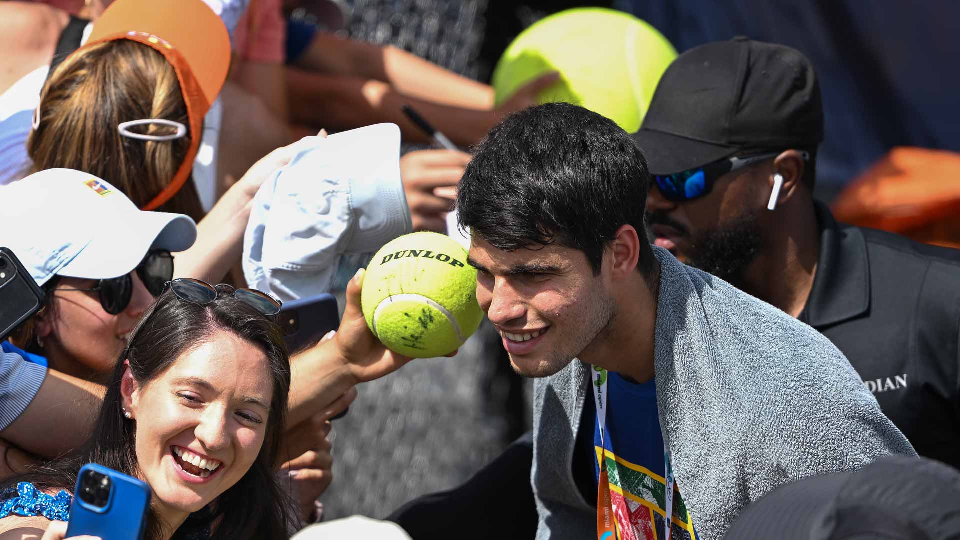 Carlos Alcaraz greets fans at the 2023 Miami Open presented by Itau.
