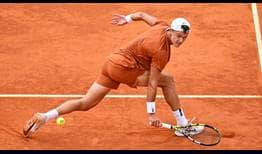 Holger Rune in action on Saturday in Monte-Carlo.