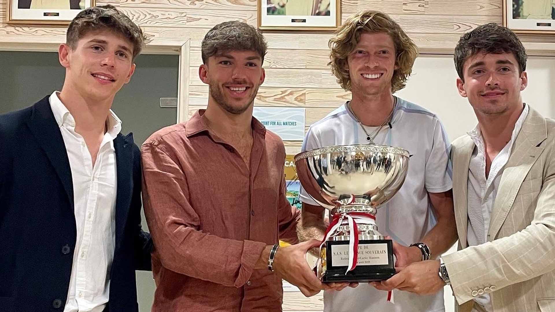 From left to right: Arthur Leclerc, Pierre Gasly, Andrey Rublev, and Charles Leclerc.