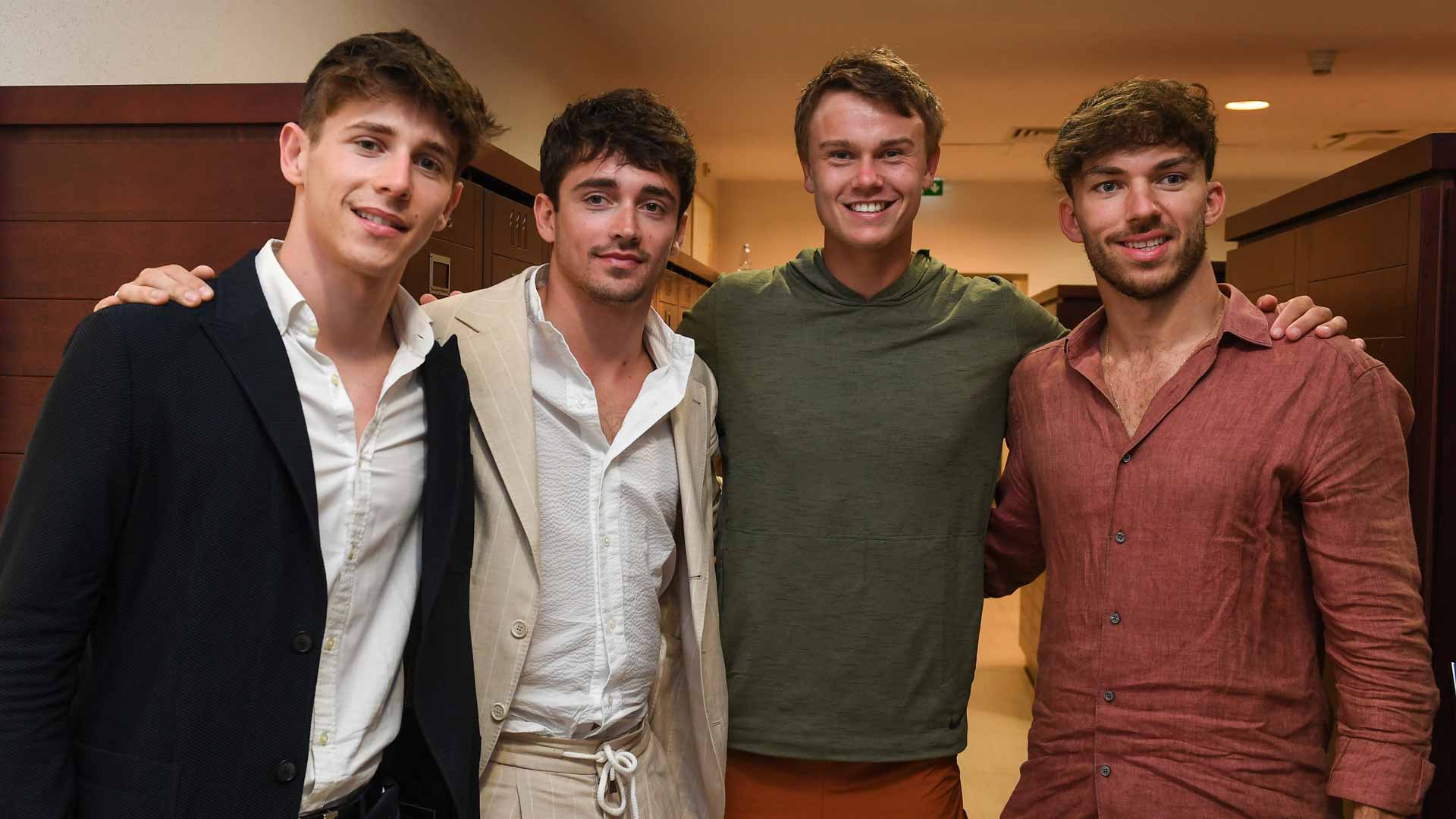 From left to right: Arthur Leclerc, Charles Leclerc, <a href='https://www.atptour.com/en/players/holger-rune/r0dg/overview'>Holger Rune</a>, and Pierre Gasly.