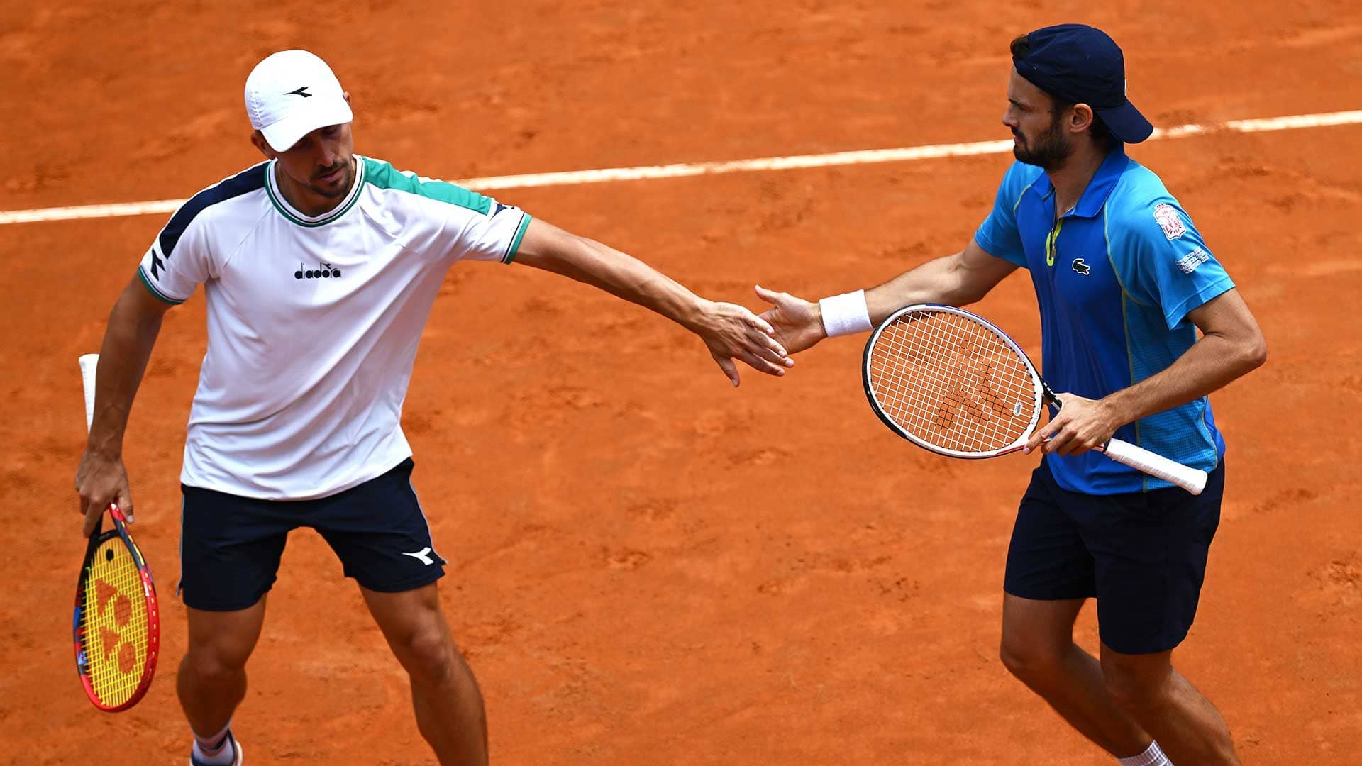 Jan Zielinski and Hugo Nys in action on Friday in Rome.