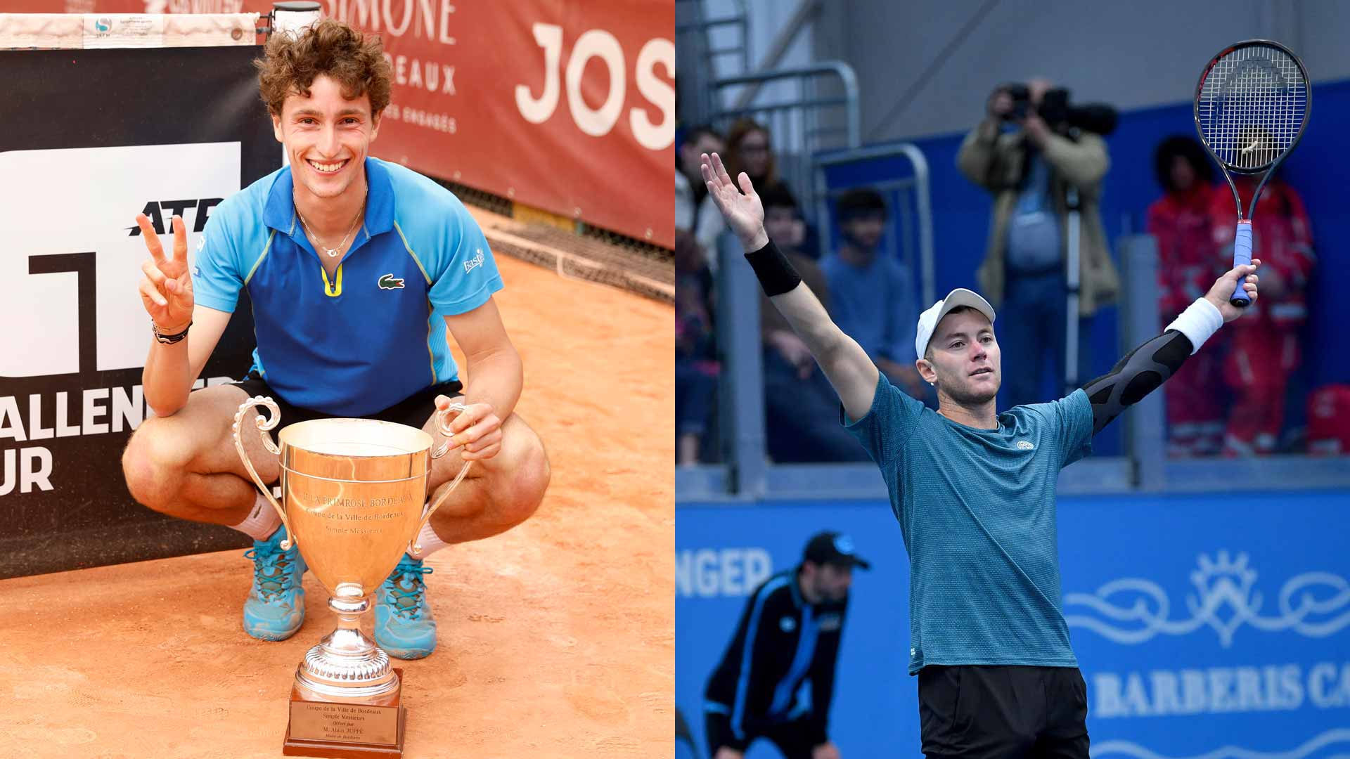 Ugo Humbert (left) and Dominik Koepfer triumph at this week's ATP Challenger Tour 175 events.