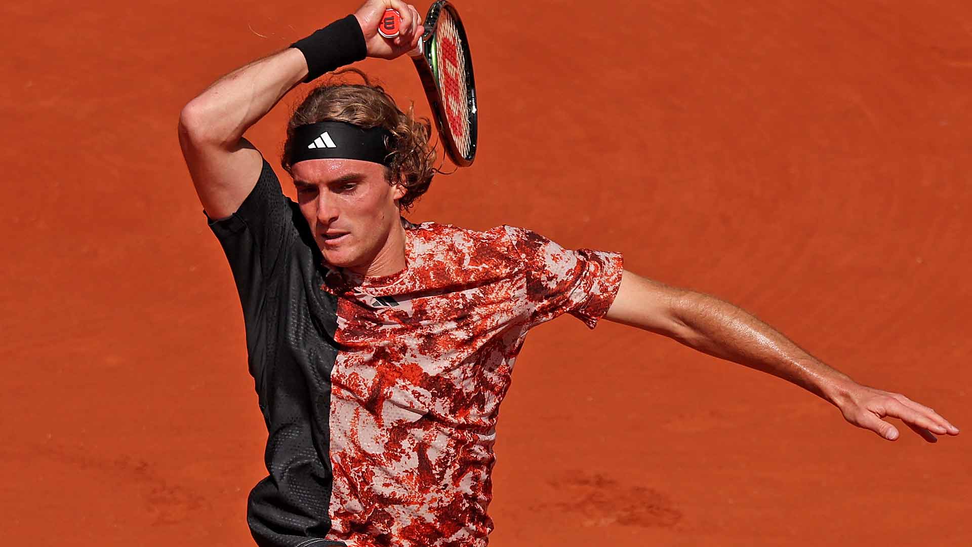 Stefanos Tsitsipas hits 57 winners in a four-set win against Jiri Vesely on Sunday at Roland Garros.