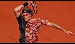 Stefanos Tsitsipas hits 57 winners in a four-set win against Jiri Vesely on Sunday at Roland Garros.