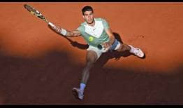 Carlos Alcaraz en route to fourth-round victory against Lorenzo Musetti on Sunday at Roland Garros.