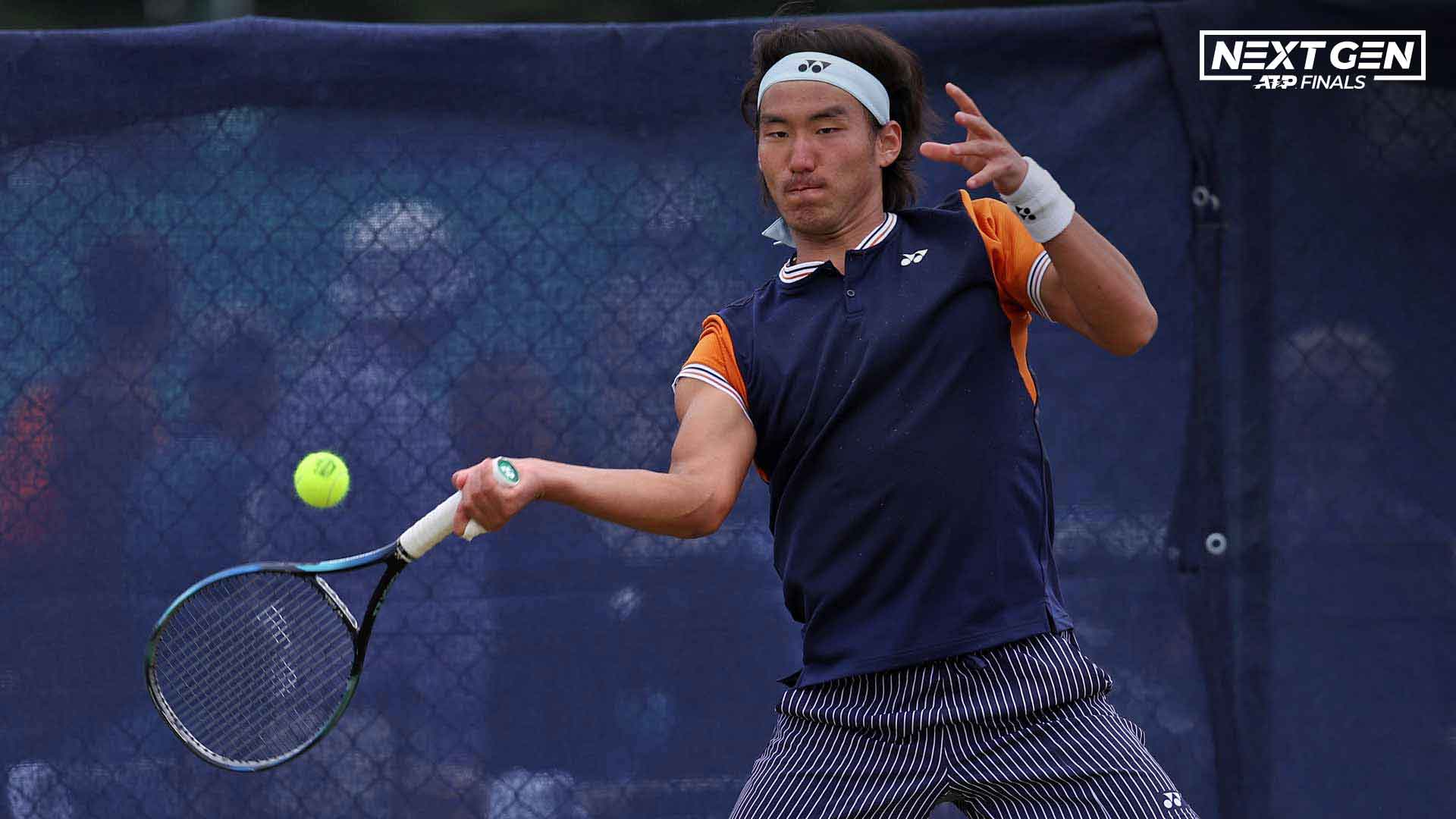 Yunchaokete Bu in action at the Surbiton Challenger.