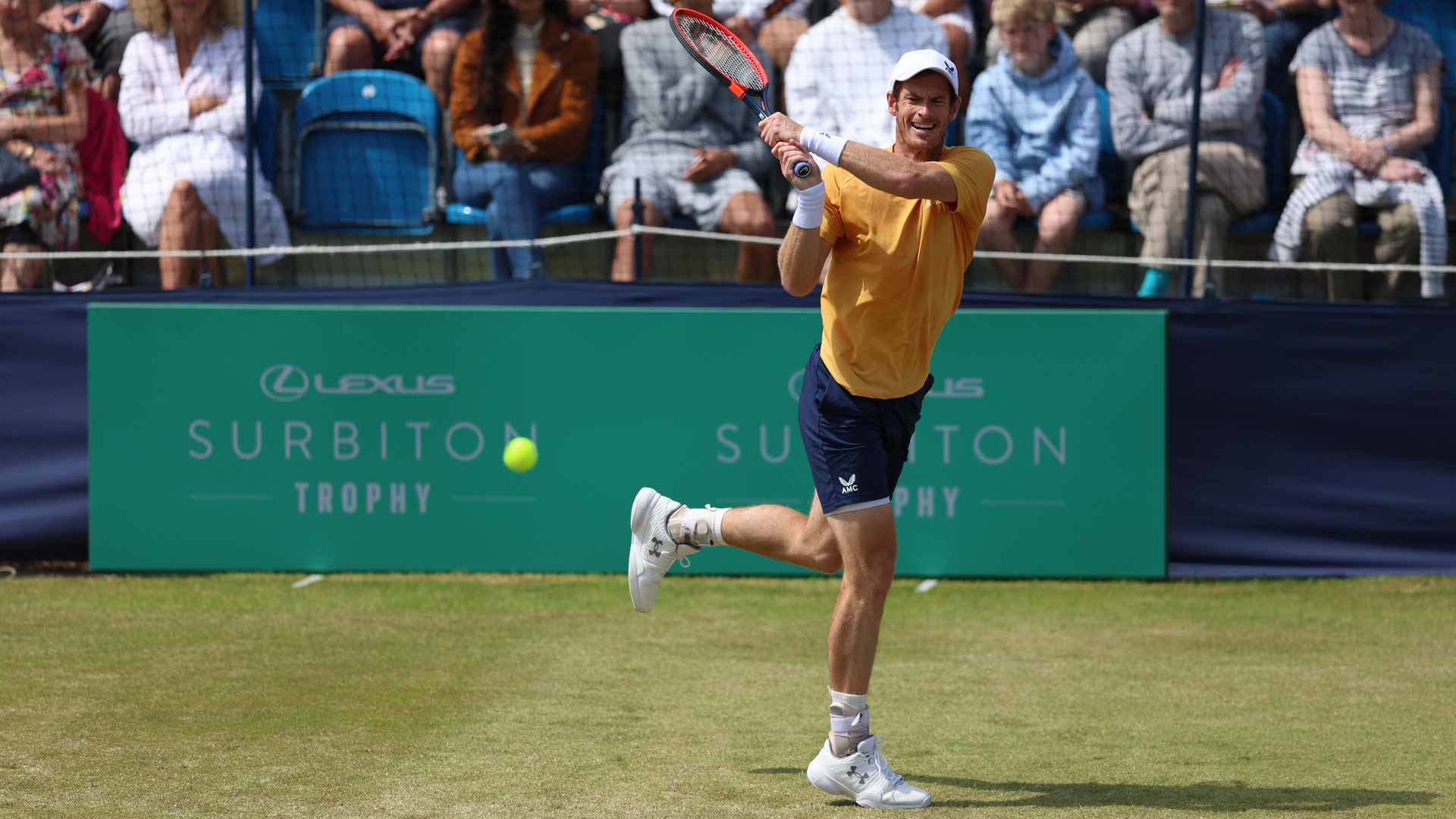 Andy Murray in action at the Lexus Surbiton Trophy.