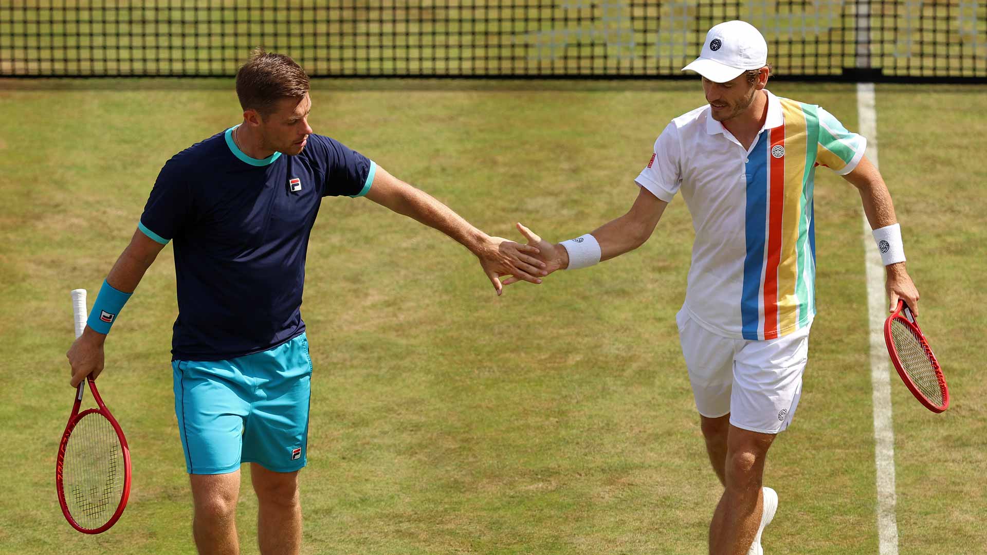 Neal Skupski (left) and Wesley Koolhof during Wednesday's action at the Cinch Championships.