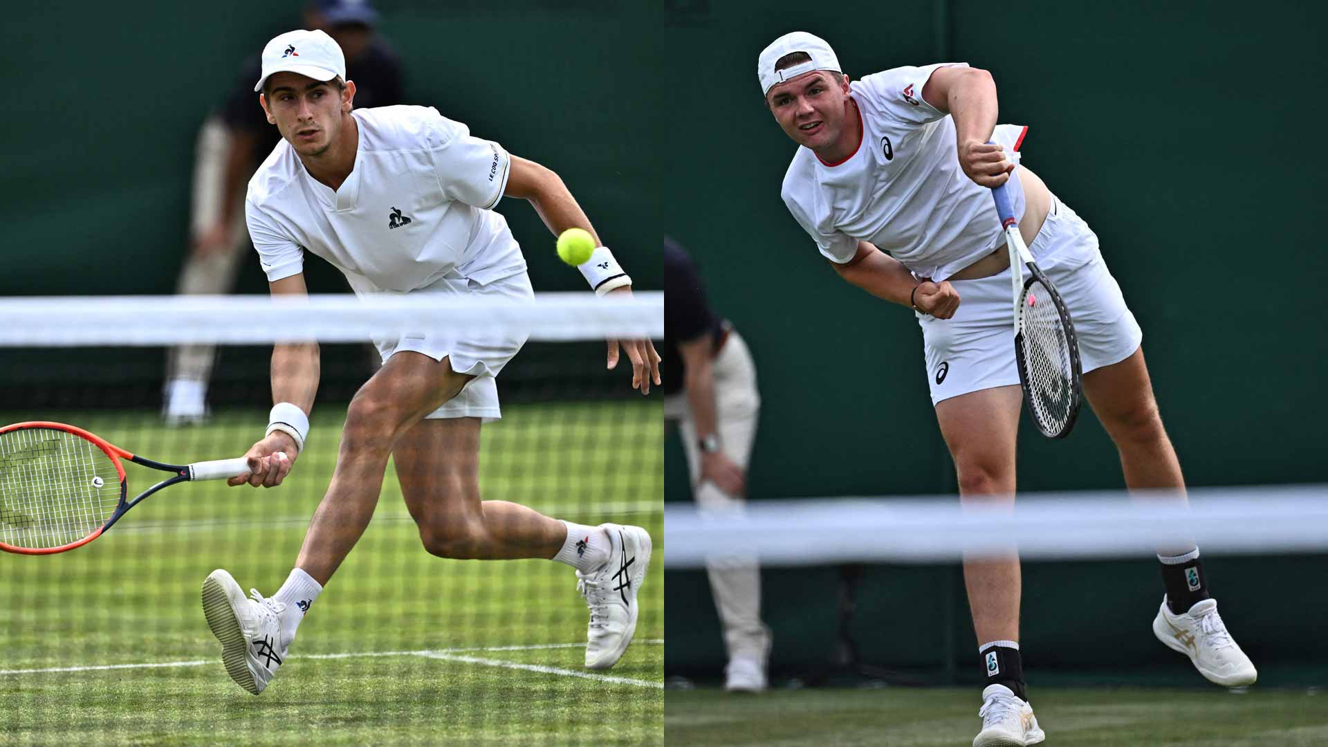 Matteo Arnaldi (left) and Dominic Stricker are playing Wimbledon for the first time.