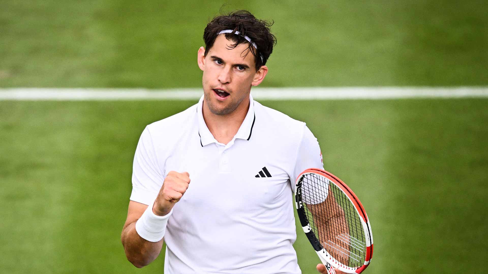 Dominic Thiem took the first set against Stefanos Tsitsipas before rain interrupted the pair's first-round clash on Tuesday at Wimbledon.