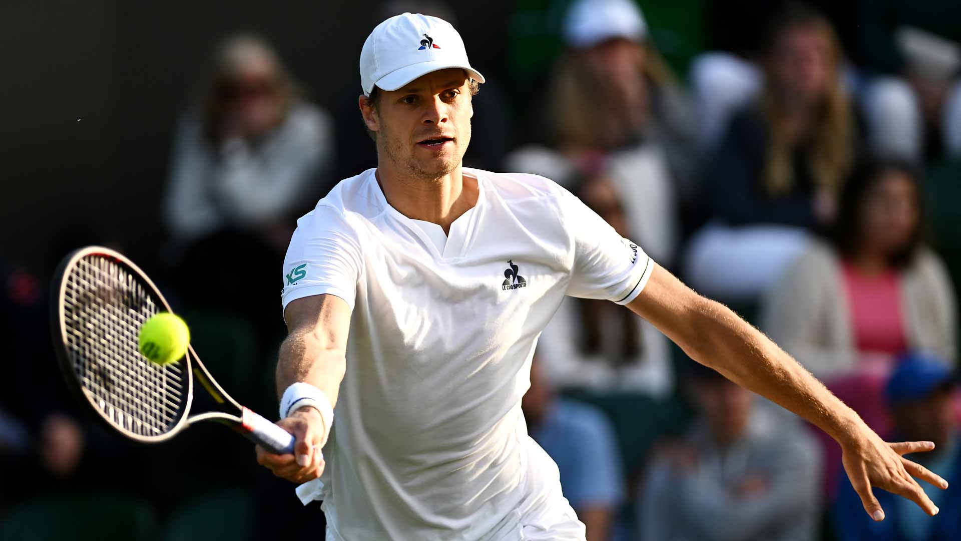 Yannick Hanfmann in action against Taylor Fritz on Monday at Wimbledon.