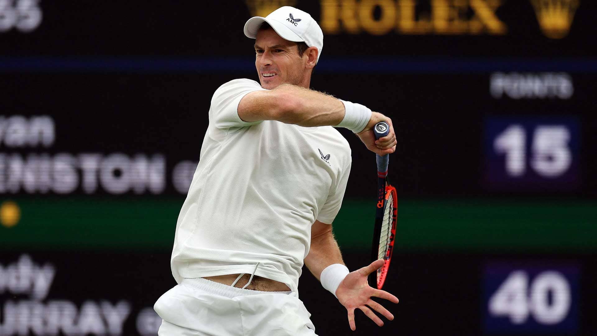 Andy Murray in action against countryman Ryan Peniston on Tuesday at Wimbledon.
