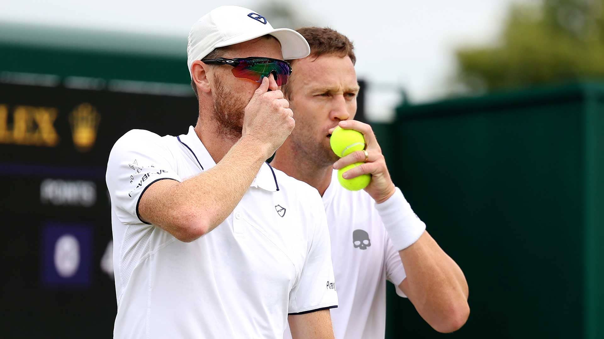 Jamie Murray and Michael Venus plot their route to second-round victory on Sunday at Wimbledon.