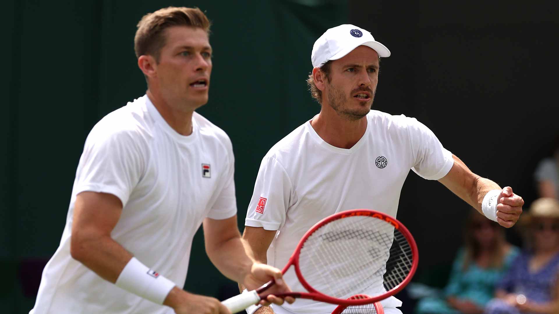 Neal Skupski (left) and Wesley Koolhof during Monday's action at Wimbledon.