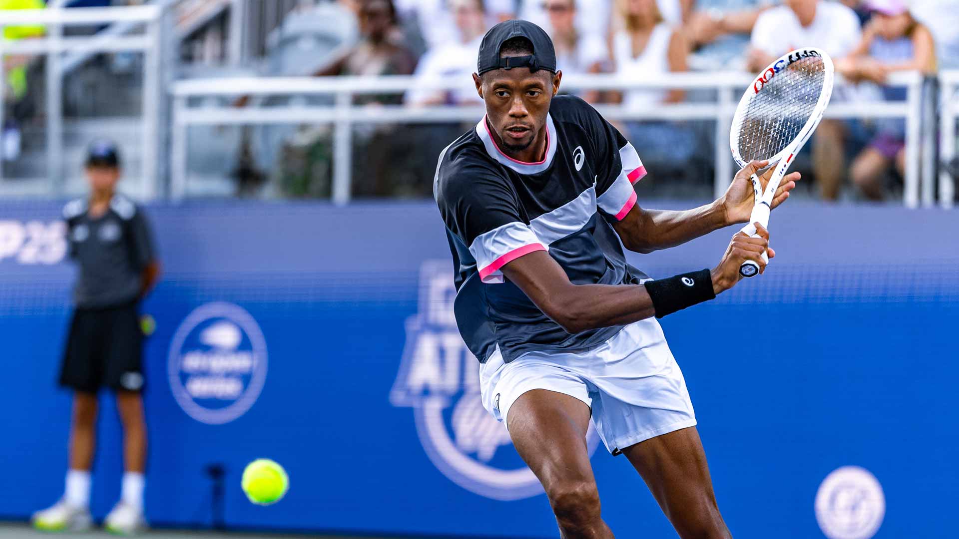 Christopher Eubanks in first-round action at the Atlanta Open.