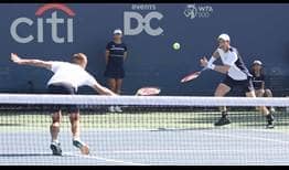 Daniel Evans and Andy Murray defeat Austin Krajicek and Mate Pavic on Monday in straight sets in Washington.