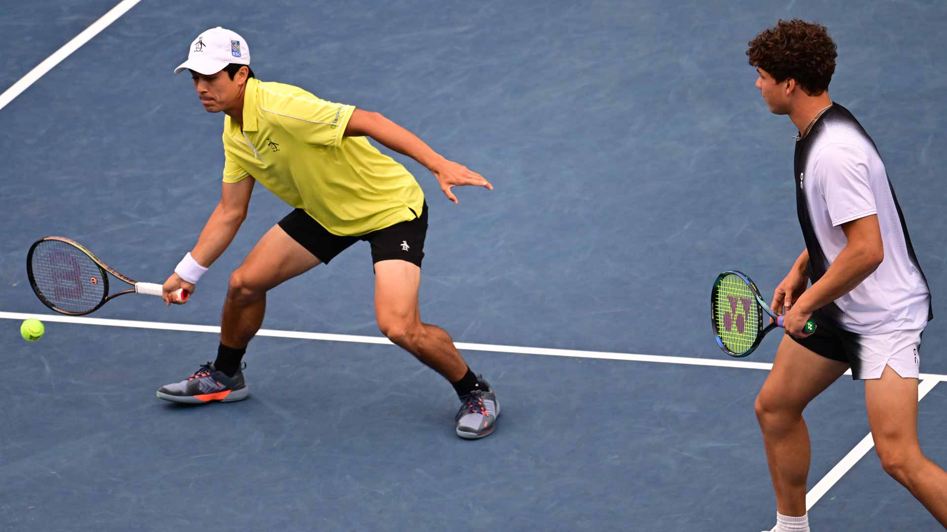 Mackenzie McDonald and Ben Shelton in action Thursday at the Mubadala Citi DC Open.