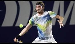 Stefanos Tsitsipas in action during his quarter-final win against Nicolas Jarry on Thursday in Acapulco.