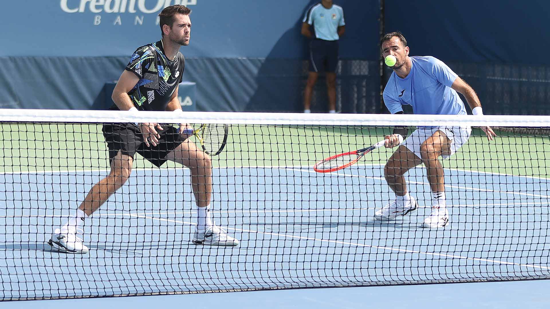 Austin Krajicek (left) and Ivan Dodig on Wednesday in Cincinnati.