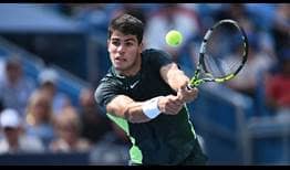 Carlos Alcaraz in action on Friday in Cincinnati.