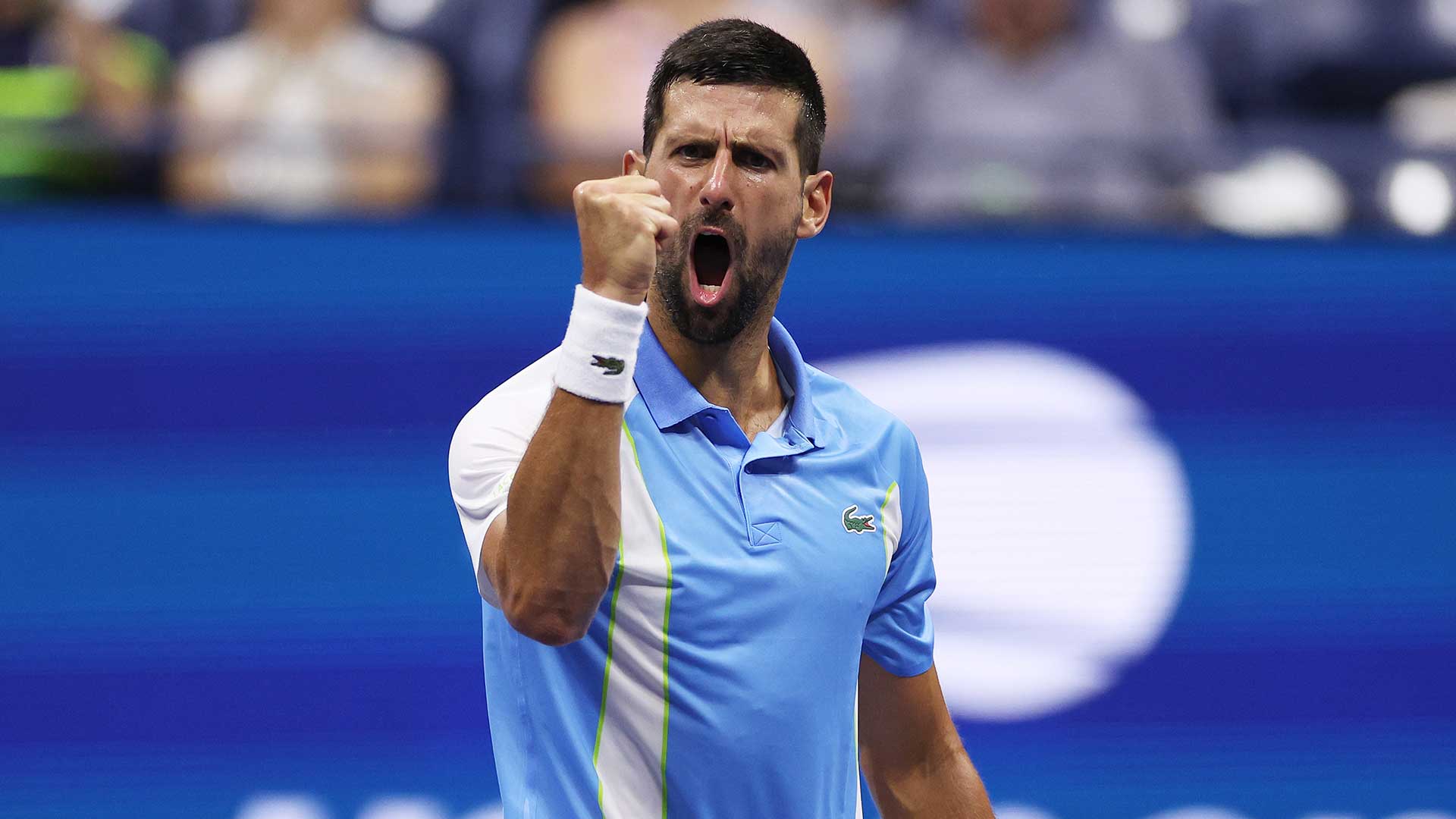 Novak Djokovic in action on Friday in New York.